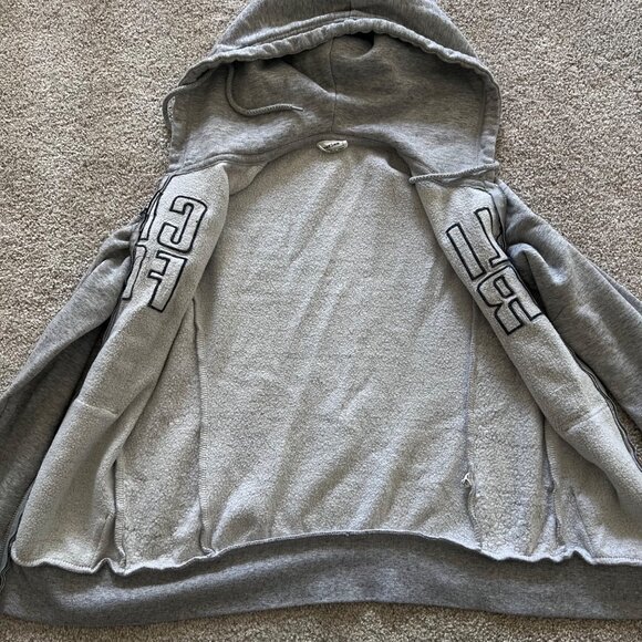 Y2K Vintage California Republic Embroidered Bear Gray Hooded Jacket S - Picture 4 of 7